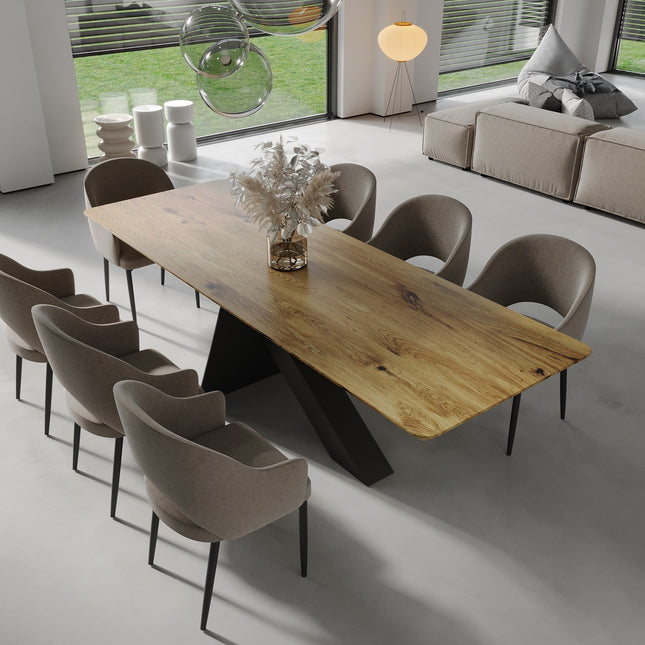 Oak Modern Dining Table with metal base 0110