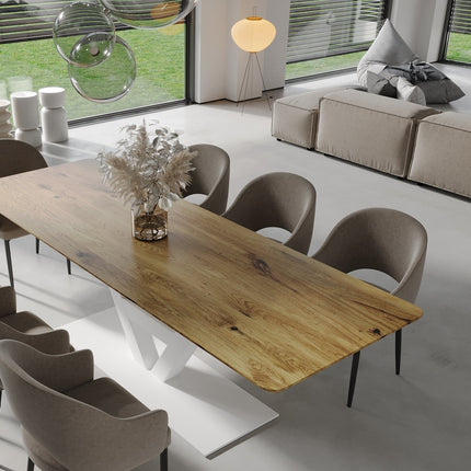 Solid Oak Dining Table Steel Leg 0111