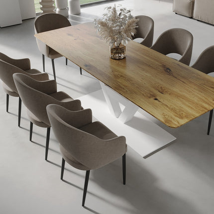 Solid Oak Dining Table Steel Leg 0111