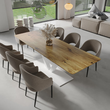 Solid Oak Dining Table Steel Leg 0111