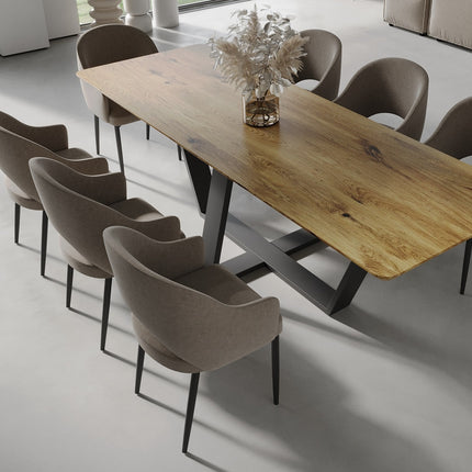 Solid Oak Dining Table Steel Leg 0112