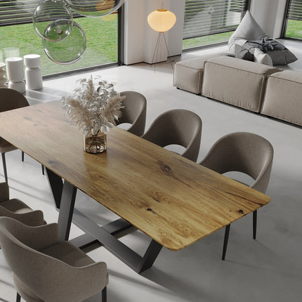 Solid Oak Dining Table Steel Leg 0112