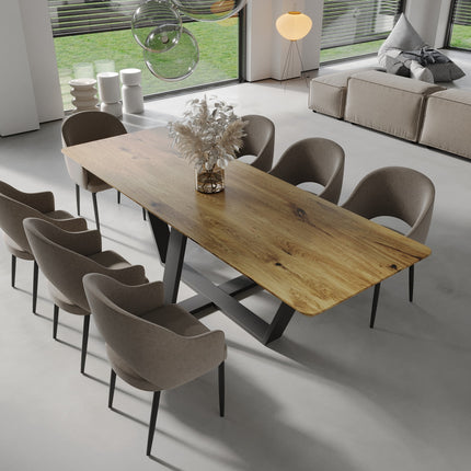 Solid Oak Dining Table Steel Leg 0112