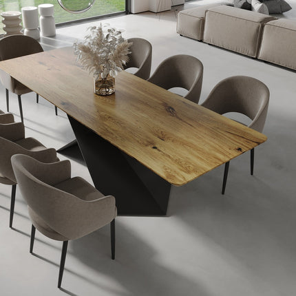 Oak Dining Table Steel Base 0113