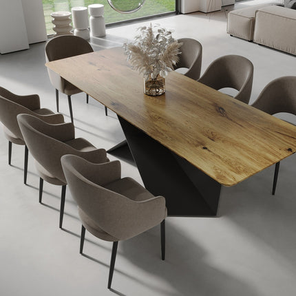 Oak Dining Table Steel Base 0113