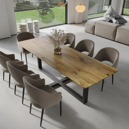 Solid Oak Dining Table Steel Leg 0114