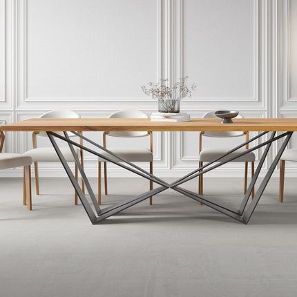 HARDWOOD Solid Oak Dining Table Steel Base- Industrial Rustic Handmade Kitchen Table CLAR 079