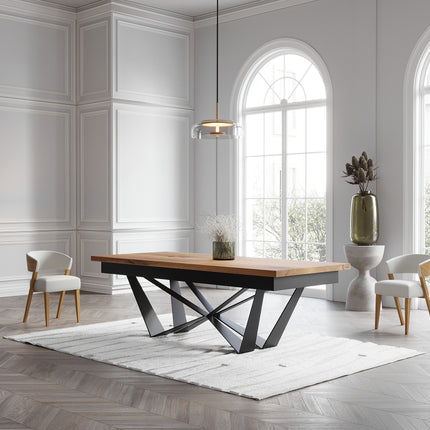 Solid Oak Extendable Dining Table with Scorpio Steel Base CLAR 095