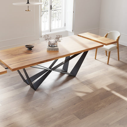 Solid Oak Extendable Dining Table with Scorpio Steel Base CLAR 093