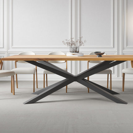 Solid Oak Dining Table with Spider Steel Base – DURABLE HARDWOOD CLAR 082