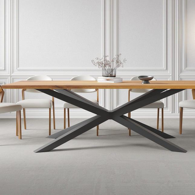 Solid Oak Dining Table with Spider Steel Base – DURABLE HARDWOOD CLAR 082