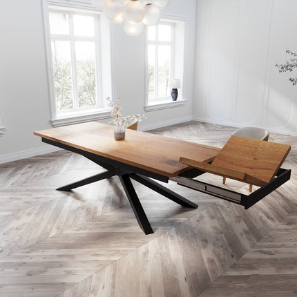 Solid Oak Extendable Dining Table with Spider Steel Base CLAR 096