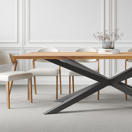 Solid Oak Dining Table with Spider Steel Base – DURABLE HARDWOOD CLAR 082