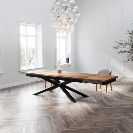 Solid Oak Extendable Dining Table with Spider Steel Base CLAR 096