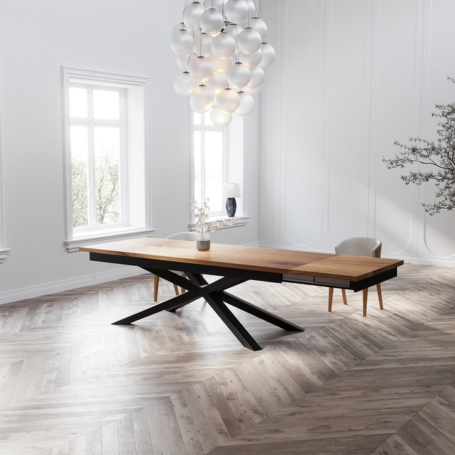 Solid Oak Extendable Dining Table with Spider Steel Base CLAR 096