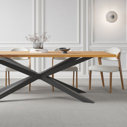Solid Oak Dining Table with Spider Steel Base – DURABLE HARDWOOD CLAR 082