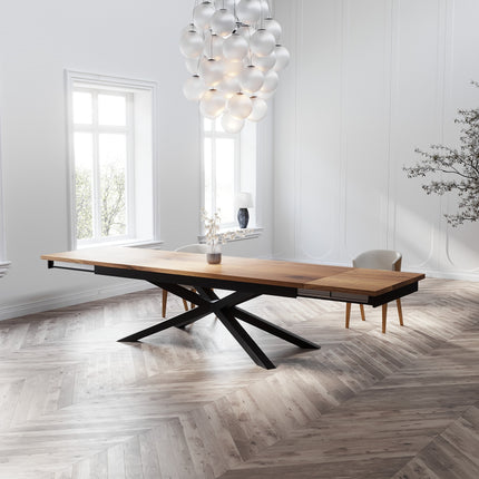 Solid Oak Extendable Dining Table with Spider Steel Base CLAR 096