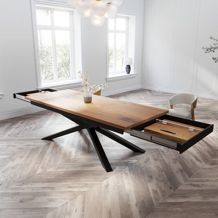 Solid Oak Extendable Dining Table with Spider Steel Base CLAR 096
