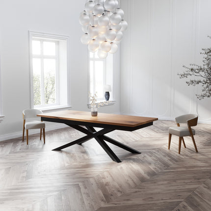 Solid Oak Extendable Dining Table with Spider Steel Base CLAR 096