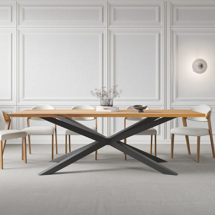 Solid Oak Dining Table with Spider Steel Base – DURABLE HARDWOOD CLAR 082