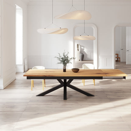 Solid Oak Extendable Dining Table with Star Steel Base CLAR 080
