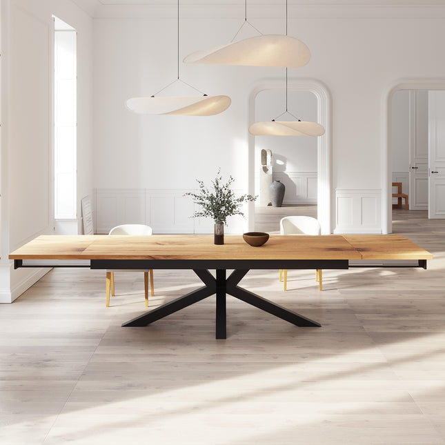 Solid Oak Extendable Dining Table with Star Steel Base CLAR 080