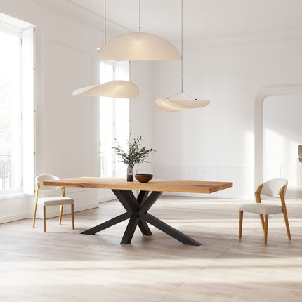 Solid Oak Dining Table with Star Steel Base – DURABLE HARDWOOD CLAR 083