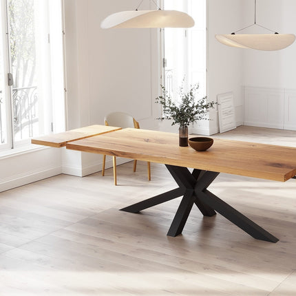 Solid Oak Extendable Dining Table with Star Steel Base CLAR 092