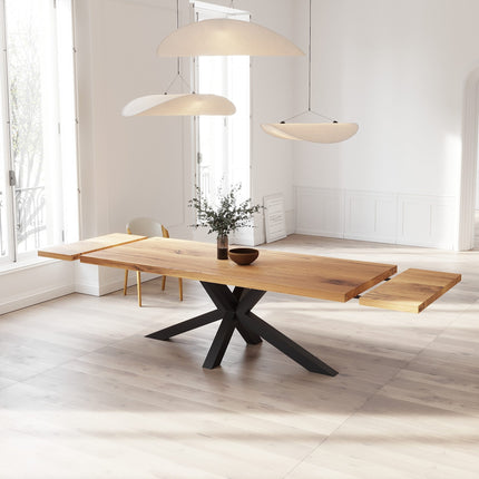 Solid Oak Extendable Dining Table with Star Steel Base CLAR 092