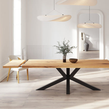Solid Oak Extendable Dining Table with Star Steel Base CLAR 092