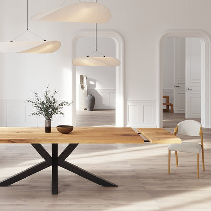 Solid Oak Extendable Dining Table with Star Steel Base CLAR 092