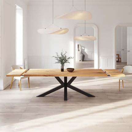 Solid Oak Extendable Dining Table with Star Steel Base CLAR 092