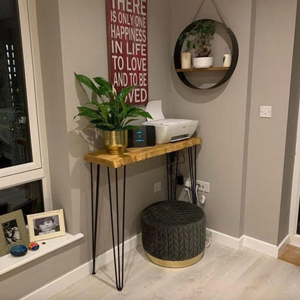 Freestanding Rustic Console Table With Hairpin Legs 24cm Depth