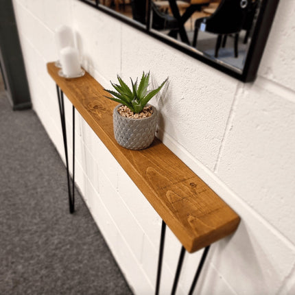 Skinny Rustic Console Table With Hairpin Legs 12cm Depth