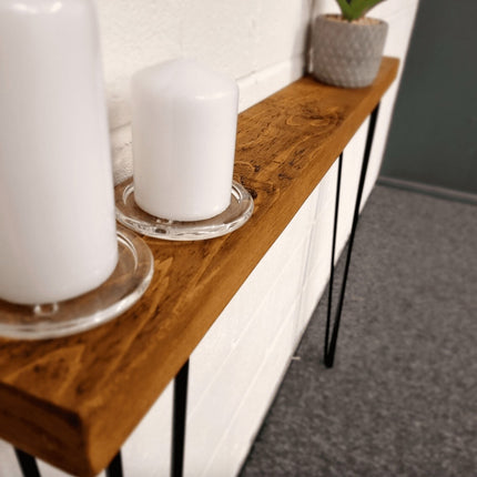 Skinny Rustic Console Table With Hairpin Legs 12cm Depth