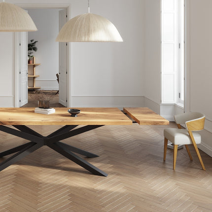Solid Oak Extendable Dining Table with Spider Steel Base CLAR 094