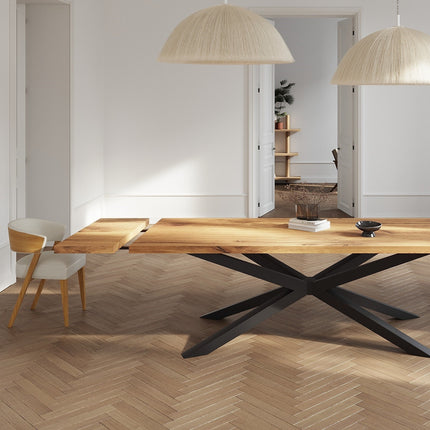 Solid Oak Extendable Dining Table with Spider Steel Base CLAR 094