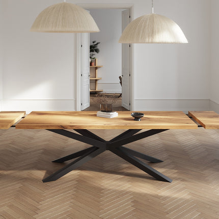 Solid Oak Extendable Dining Table with Spider Steel Base CLAR 094