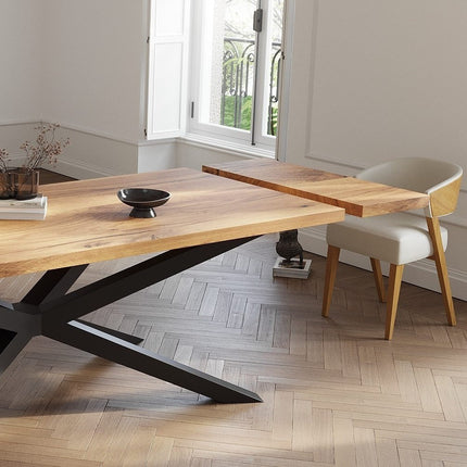 Solid Oak Extendable Dining Table with Spider Steel Base CLAR 094