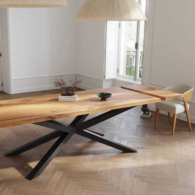 Solid Oak Extendable Dining Table with Spider Steel Base CLAR 094