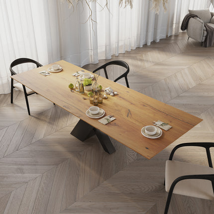 Oak Modern Dining Table with metal base 0120
