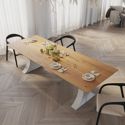 Solid Oak Dining Table with metal base – DURABLE HARDWOOD CLAR 0128
