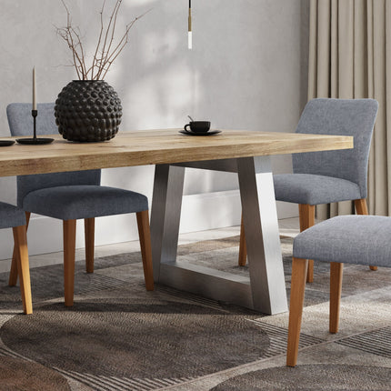 Solid Oak Dining Table Chunky Steel Legs CLAR 015