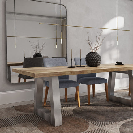 Solid Oak Dining Table Chunky Steel Legs CLAR 015
