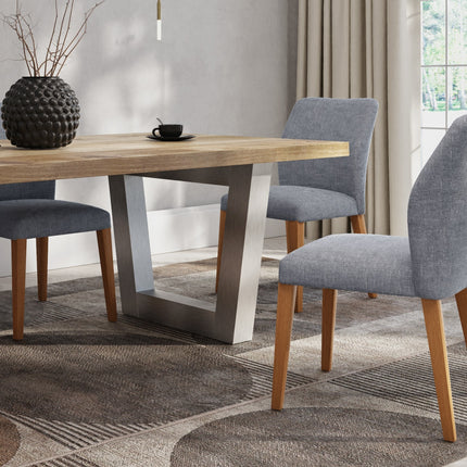 Solid Oak Dining Table Chunky Steel Legs CLAR 016