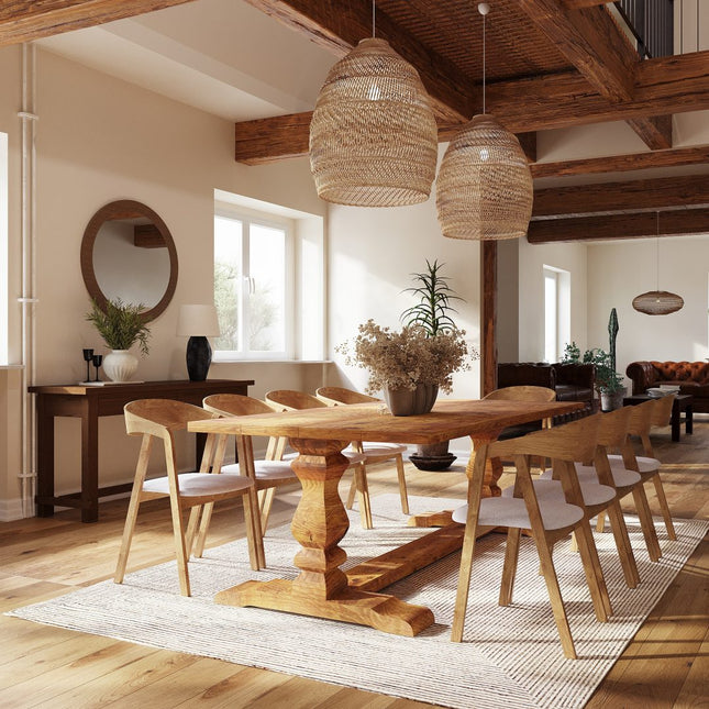Rustic Dining Table Victoria Chunky Wooden Base