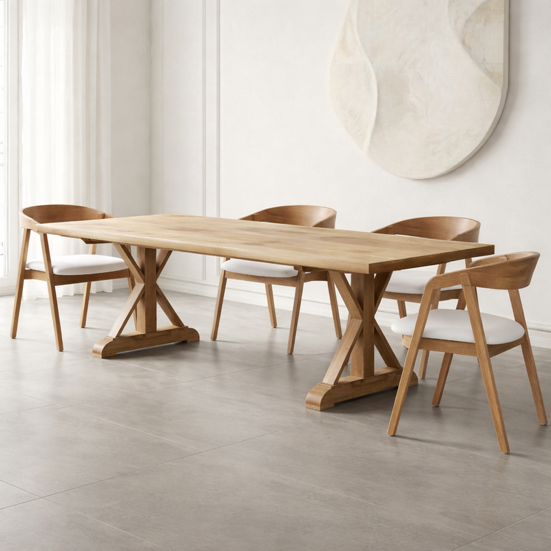 Tothill Solid Oak Dining Table with Wooden Farmhouse Legs