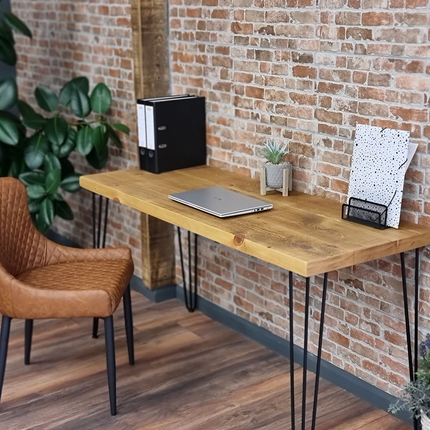 Rustic Desk with Hairpin Industrial Metal Legs
