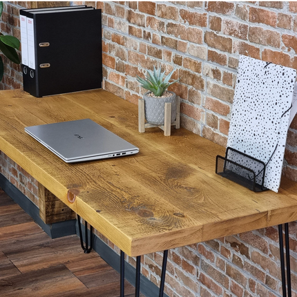 Rustic Desk with Hairpin Industrial Metal Legs