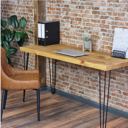 Rustic Desk with Hairpin Industrial Metal Legs